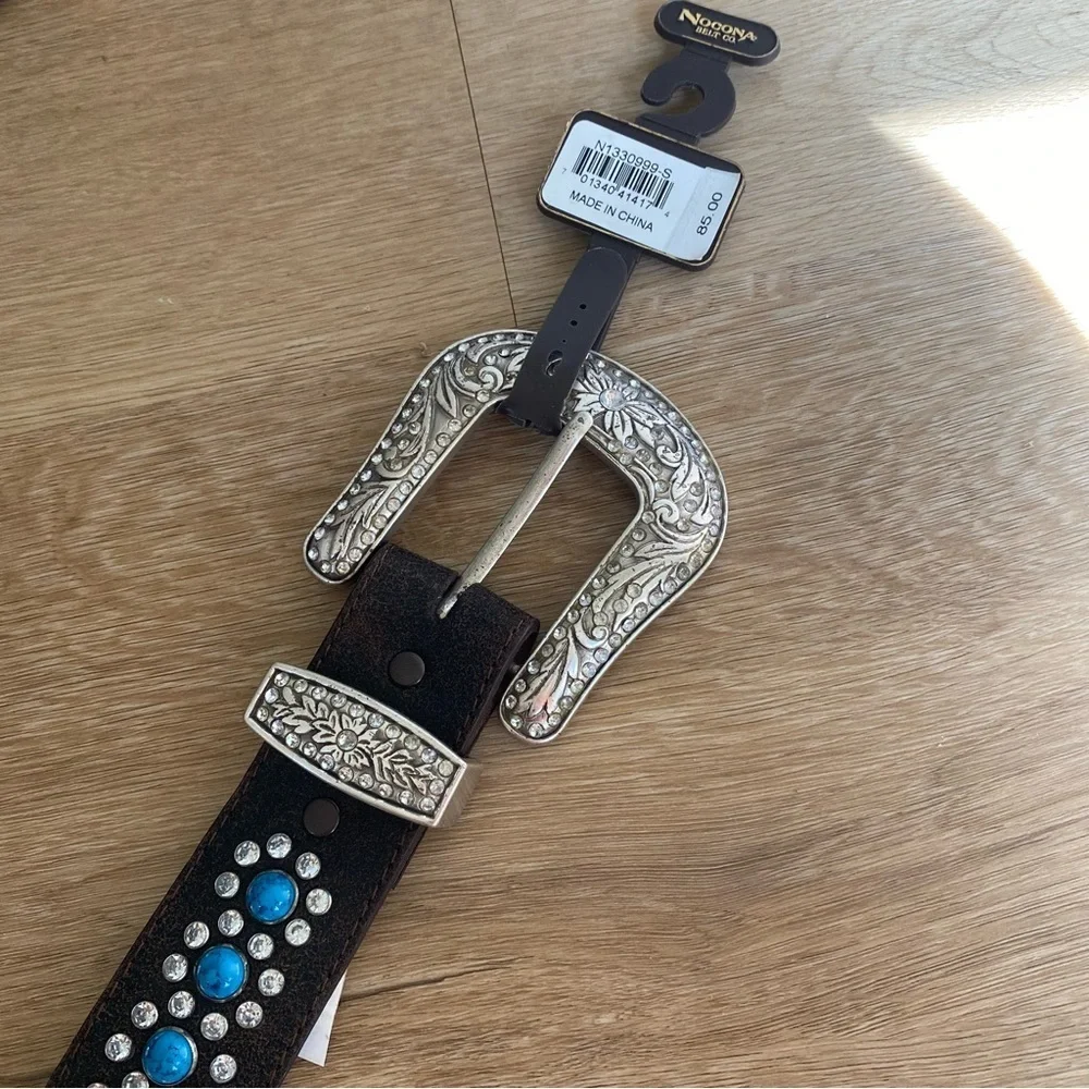 NEW Nocona Turquoise Beaded Leather Western Belt